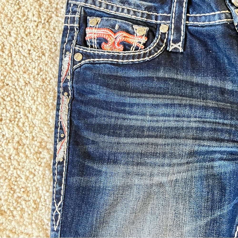 Rock Revival Embroidered Dark Blue Women's Skinny Jeans Sz 29 Cowgirl Chic Rare‎ - Picture 6 of 12